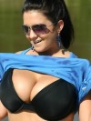 Busty southern Brooke flashes her huge natural tits outdoors