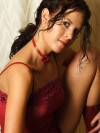 Erin in a red lace outfit