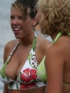 Girl with huge tits in a bikini at the beach