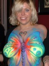 Drunk girls getting body painted