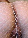 Slutty Kayla bends over and shows off her tight pussy through fishnets